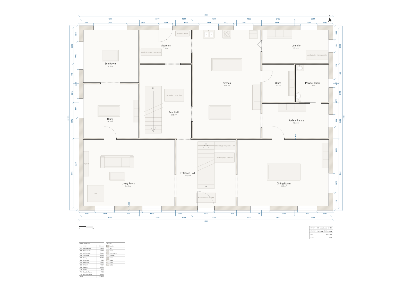 Ground-floor plan of the McCallister house from Home Alone, with Kevin's traps scheduled as fixtures